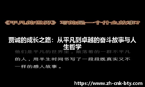 贾诚的成长之路:从平凡到卓越的奋斗故事与人生哲学